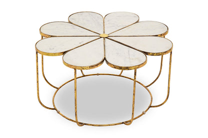 Rabia Petal Coffee Table With Marble Top