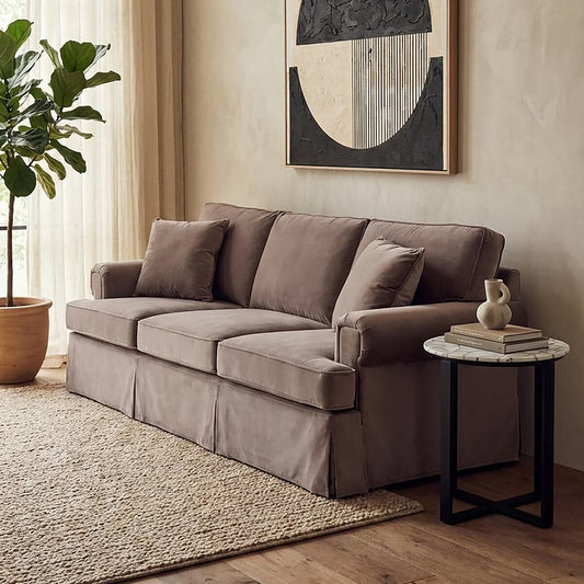Ralph Three Seat Mink Velvet Sofa