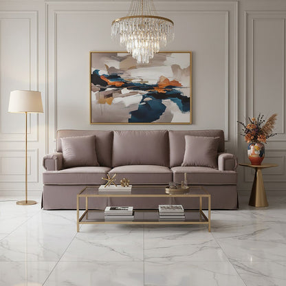 Ralph Three Seat Mink Velvet Sofa