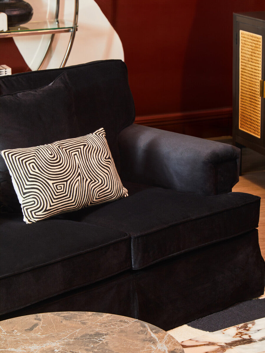 Ralph Three Seat Black Velvet Sofa
