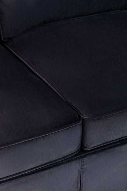 Ralph Three Seat Black Velvet Sofa