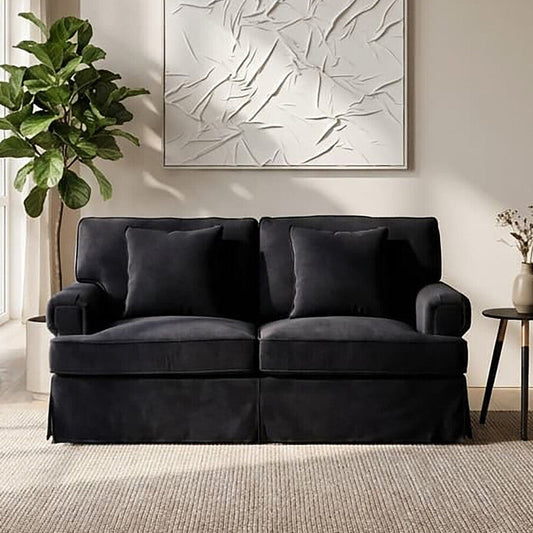 Ralph Two Seat Black Velvet Sofa
