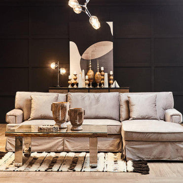 Ralph Three Seat Grey Velvet Right Chaise Sofa