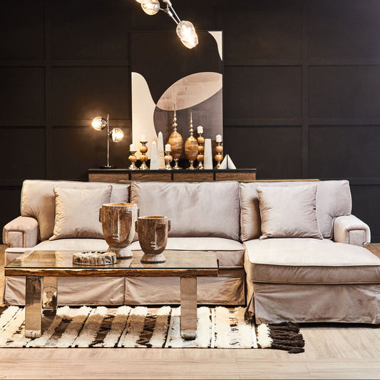 3 Seater Grey Velvet Right Chaise Sofa | Ralph