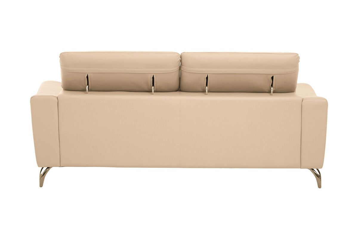 Padua 3 Seat Stone Leather Sofa with Adjustable Headrests