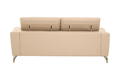 Padua 3 Seat Stone Leather Sofa with Adjustable Headrests