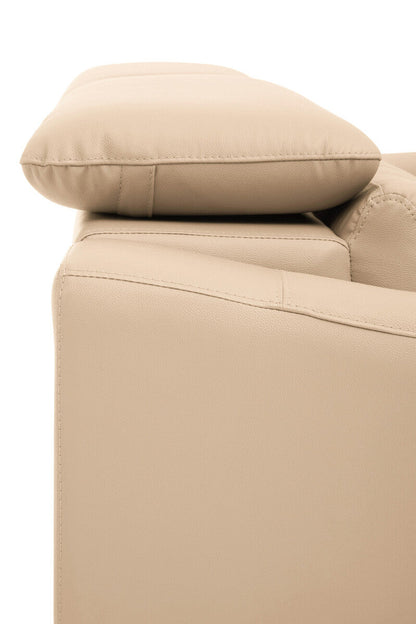Padua 3 Seat Stone Leather Sofa with Adjustable Headrests