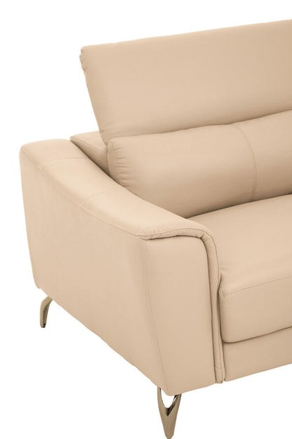 Padua 3 Seat Stone Leather Sofa with Adjustable Headrests