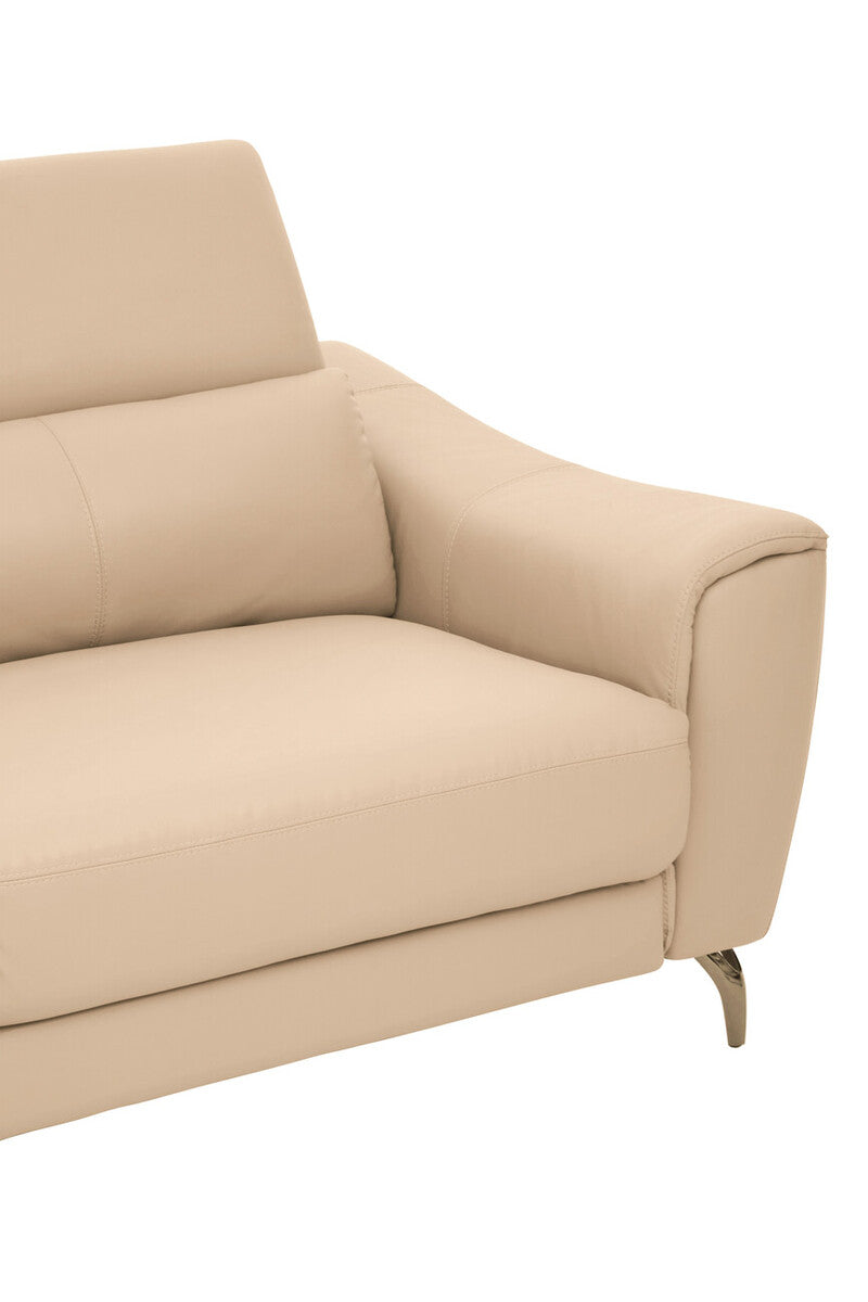 Padua 3 Seat Stone Leather Sofa with Adjustable Headrests