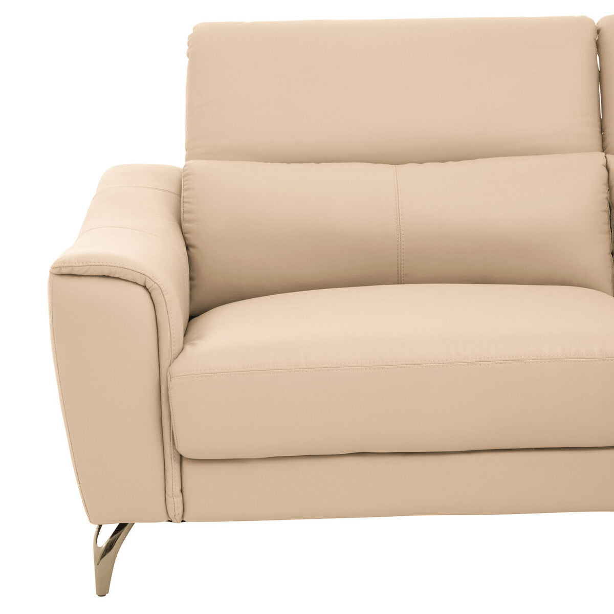 Padua 3 Seat Stone Leather Sofa with Adjustable Headrests