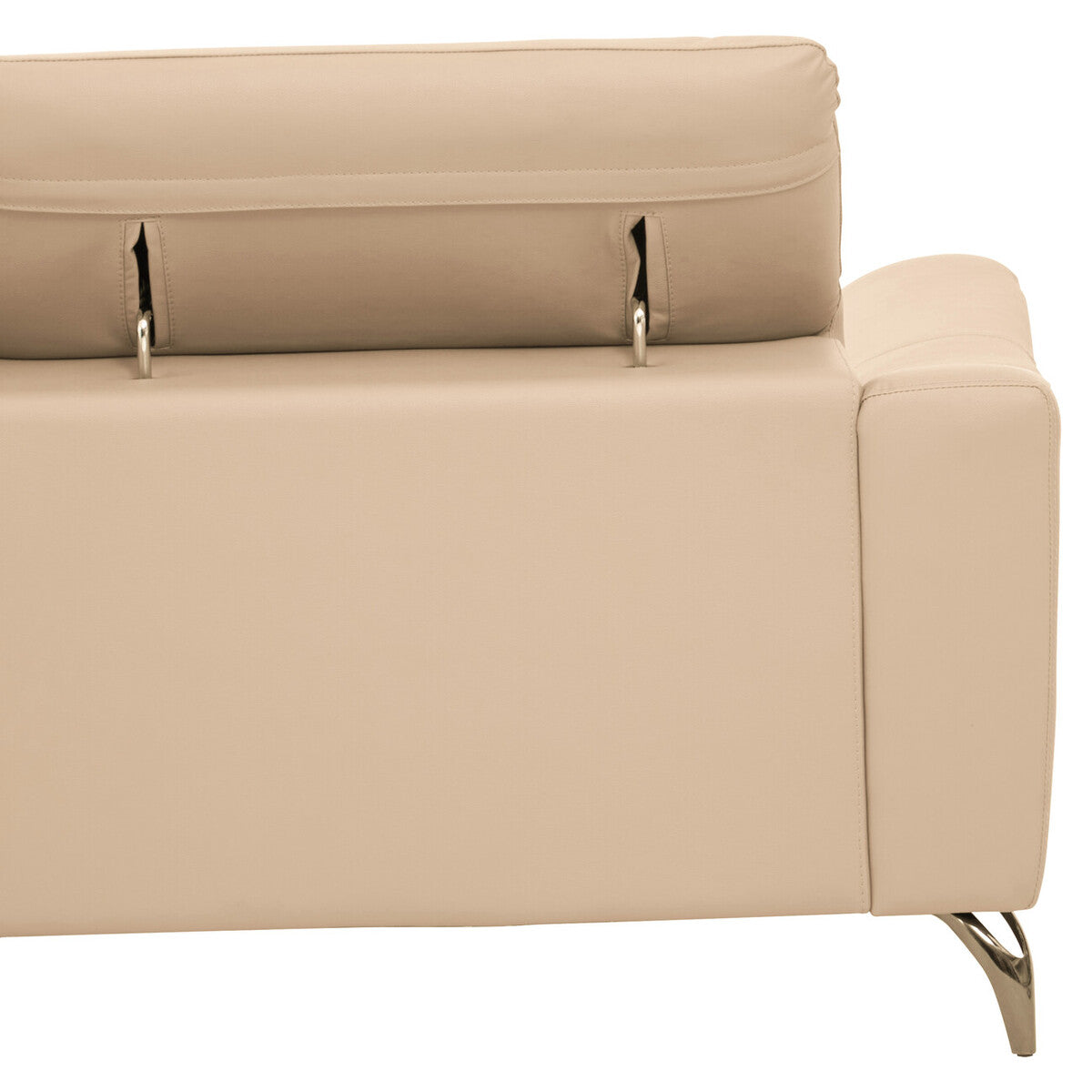 Padua 3 Seat Stone Leather Sofa with Adjustable Headrests
