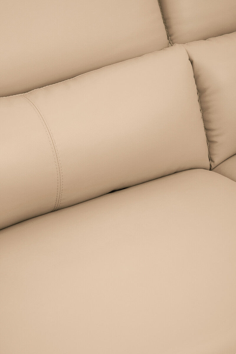 Padua 3 Seat Stone Leather Sofa with Adjustable Headrests