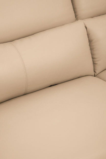 Padua 3 Seat Stone Leather Sofa with Adjustable Headrests