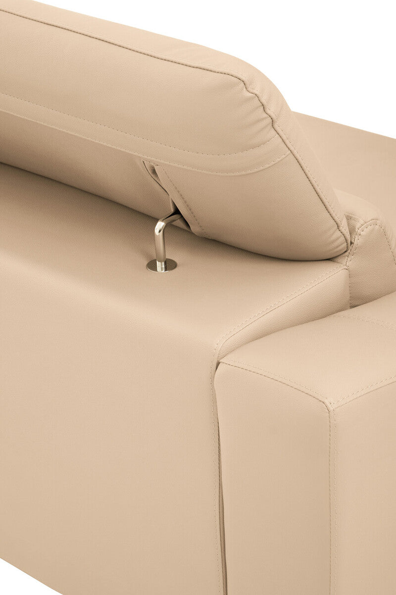 Padua 3 Seat Stone Leather Sofa with Adjustable Headrests
