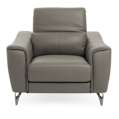 Padua Grey Leather Armchair with Adjustable Headrest