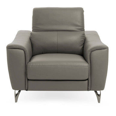 Padua Grey Leather Armchair with Adjustable Headrest
