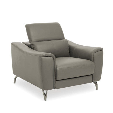 Padua Grey Leather Armchair with Adjustable Headrest