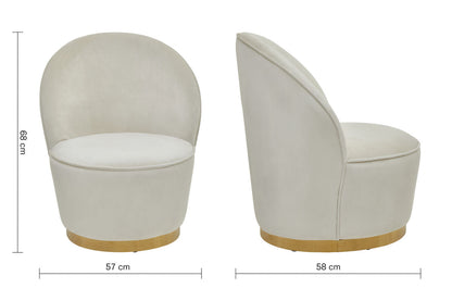 Kids Tamra Cream Velvet Gold Base Chair