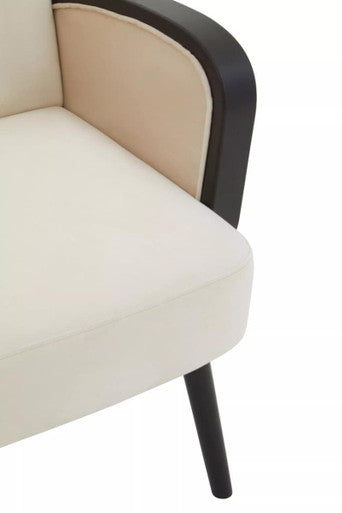 Hala Cream Velvet and Rattan Armchair