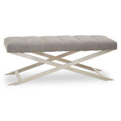 Gilden Grey Fabric Bench with Channel Tufting