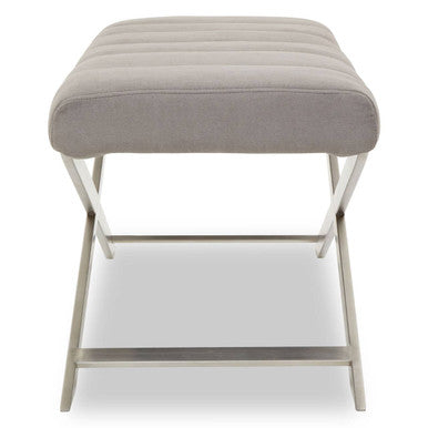 Gilden Grey Fabric Bench with Channel Tufting