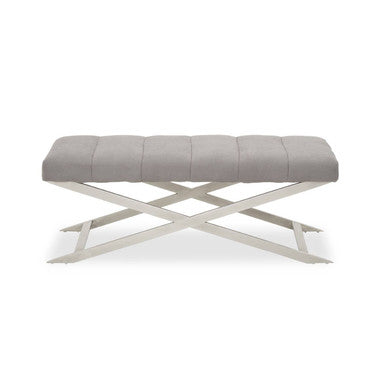 Gilden Grey Fabric Bench with Channel Tufting