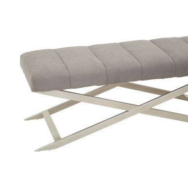 Gilden Grey Fabric Bench with Channel Tufting