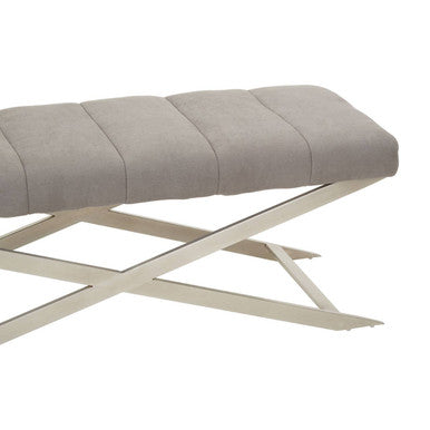 Gilden Grey Fabric Bench with Channel Tufting