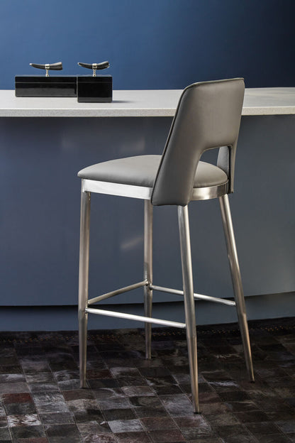 Gilden Grey Leather Effect Bar Chair
