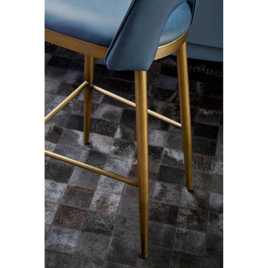 Gilden Blue Leather Effect Bar Chair