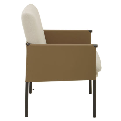 GildenWhite Fabric and Brown Faux Leather Dining Chair