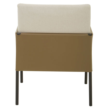 GildenWhite Fabric and Brown Faux Leather Dining Chair