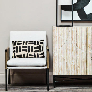 GildenWhite Fabric and Brown Faux Leather Dining Chair