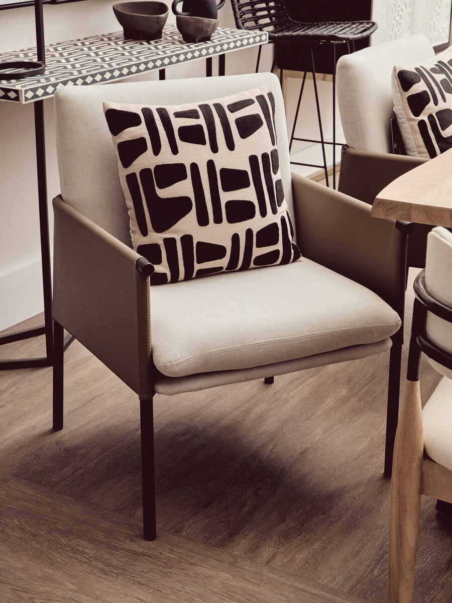 GildenWhite Fabric and Brown Faux Leather Dining Chair