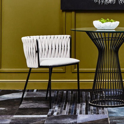 Grey Dining Chair with Woven Back | Gilden