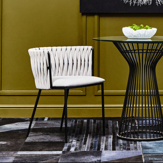 Grey Dining Chair with Woven Back | Gilden