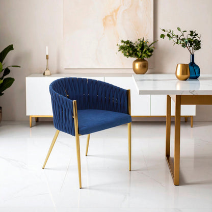 Blue Dining Chair with Woven Back | Gilden