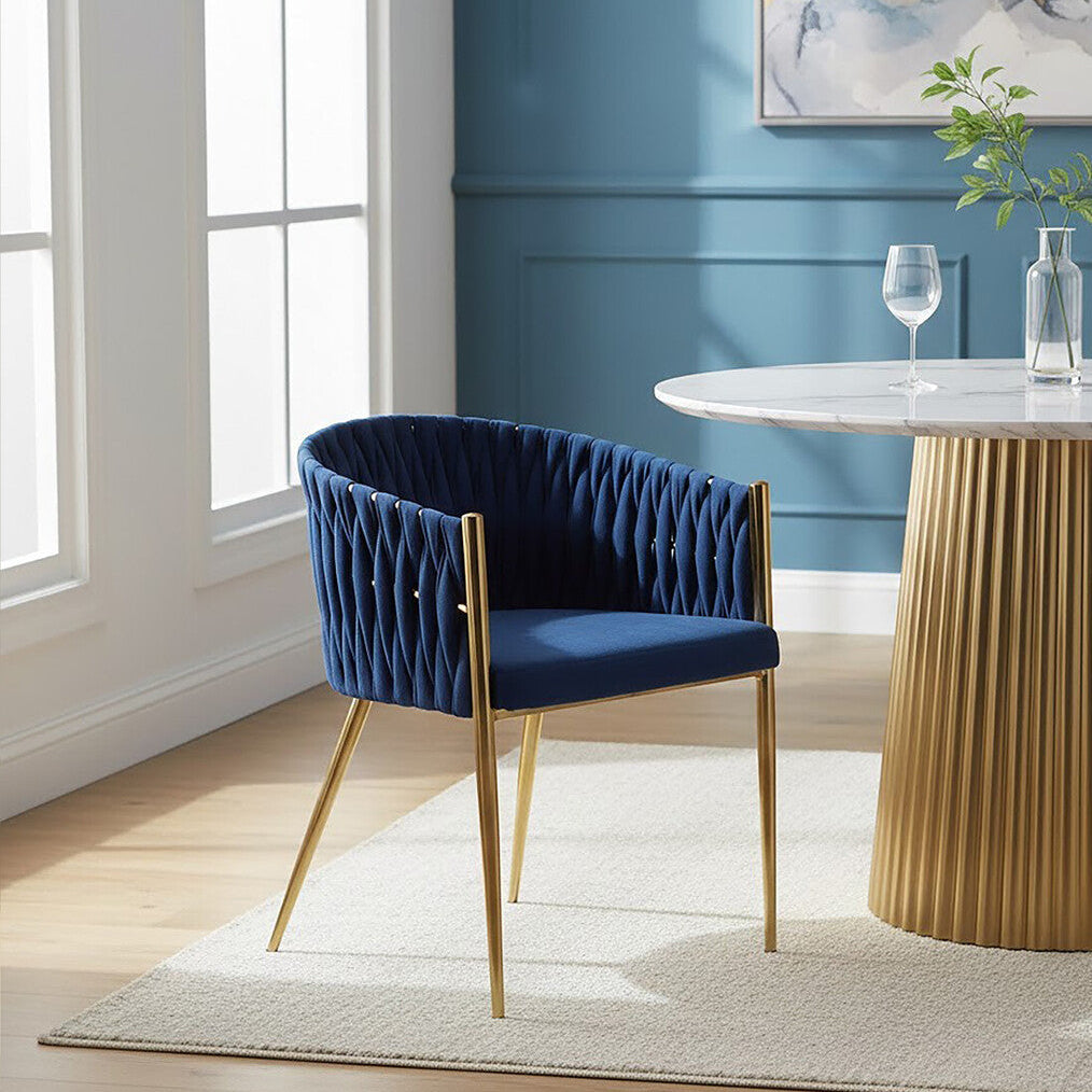 Blue Dining Chair with Woven Back | Gilden