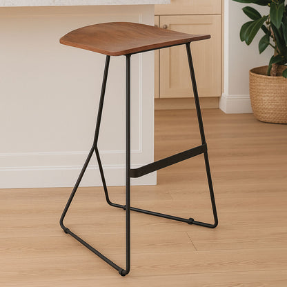 Acacia Wood with Black Frame Bar Stool | Nandri