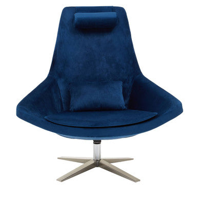 Kalo Navy Velvet Swivel Lounge Chair