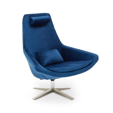 Kalo Navy Velvet Swivel Lounge Chair