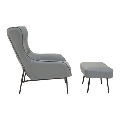 Kaiko Grey Faux Leather Armchair And Footstool