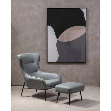 Kaiko Grey Faux Leather Armchair And Footstool