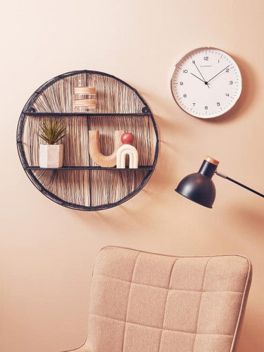 Enzo Black Wire Round Wall Shelf