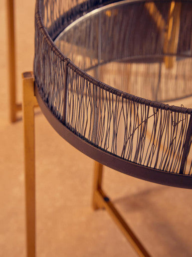 Enzo Set Of Two Black Wire And Gold Frame Tables