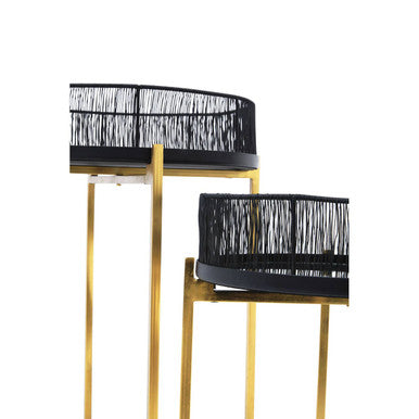 Enzo Set Of Two Black Wire And Gold Frame Tables