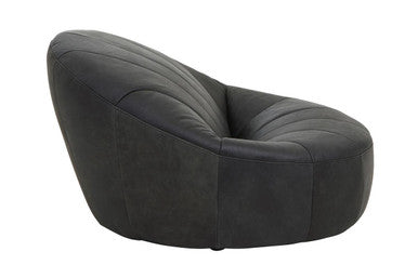 Hoxton Antique Black Leather Lounge Cocoon Chair