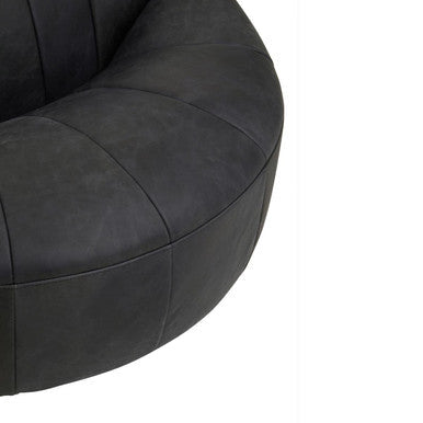 Hoxton Antique Black Leather Lounge Cocoon Chair