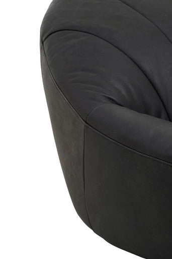 Hoxton Antique Black Leather Lounge Cocoon Chair