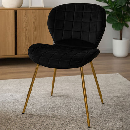 Warton Black Velvet Dining Chair
